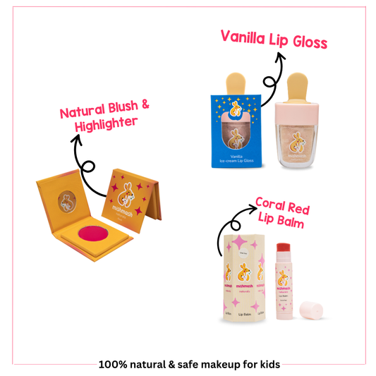 Ayurvedic Glam Set for Kids - Natural Blush, Lip Balm & Gloss