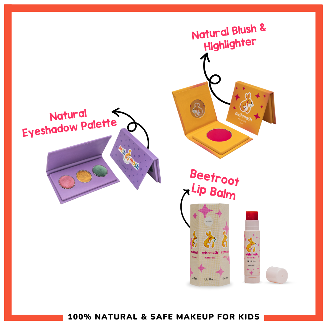 Ayurvedic Kids Face Care Combo – Blush, Lip Balm & 3 Eye Shadow Colors for Eyes, Cheeks & Lips (46% Off!)