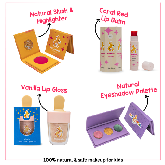 Ayurvedic All Essentials Set for Kids – Blush, Lip Balm, Gloss & Eyeshadow